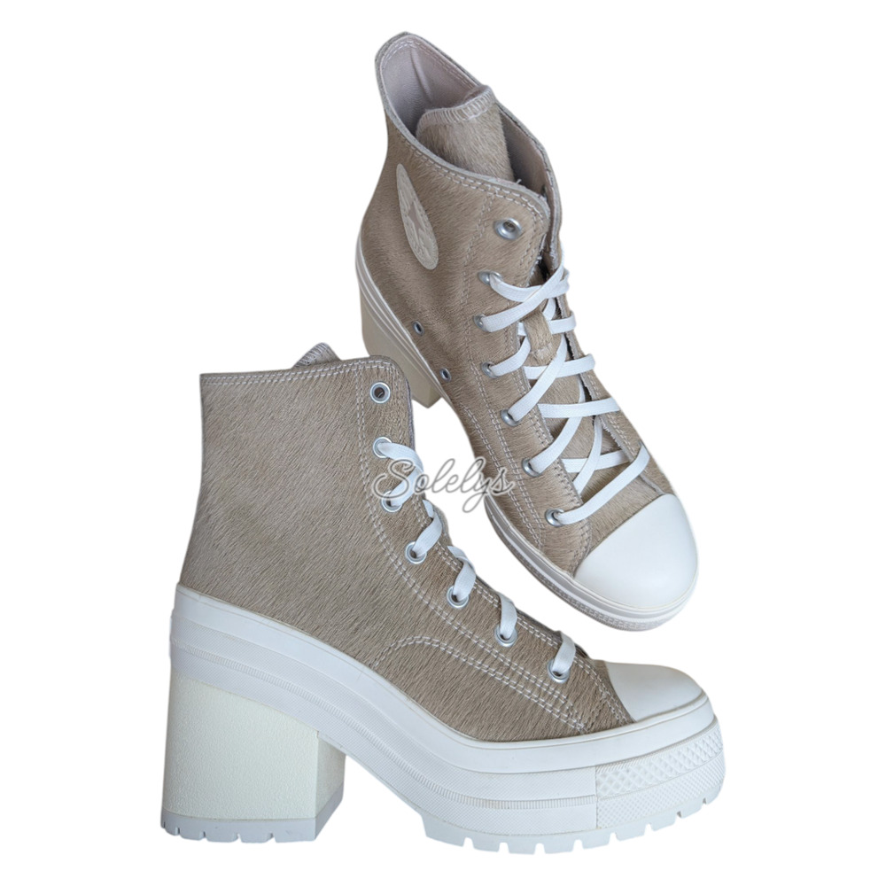 Converse Chuck 70 De Luxe Heel Genuine Calf Pony Hair Platform Sneaker 7.5 NEW